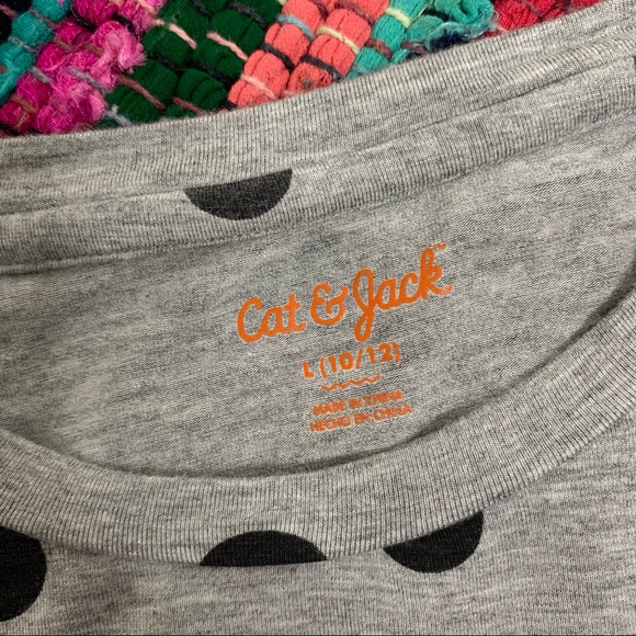 Cat & Jack | Kid’s Grey and Black Polka Dot Tshirt with Sleeve Detail - Picture 6 of 7
